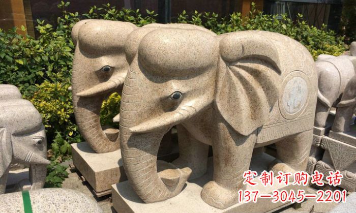 无锡招财进宝砂岩大象石雕
