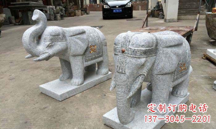 无锡招财进宝芝麻灰大象石雕 (2)