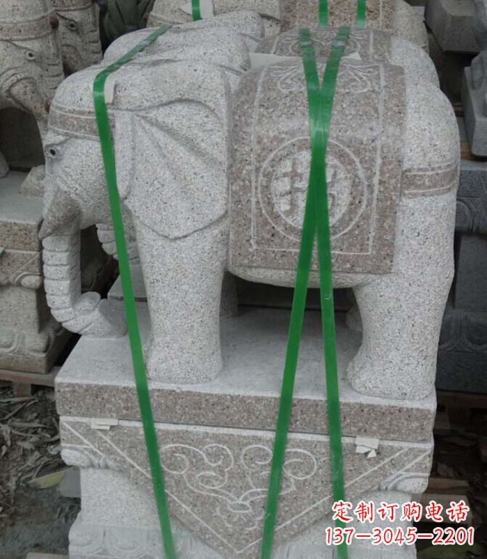 无锡招财进宝芝麻灰大象石雕 (4)