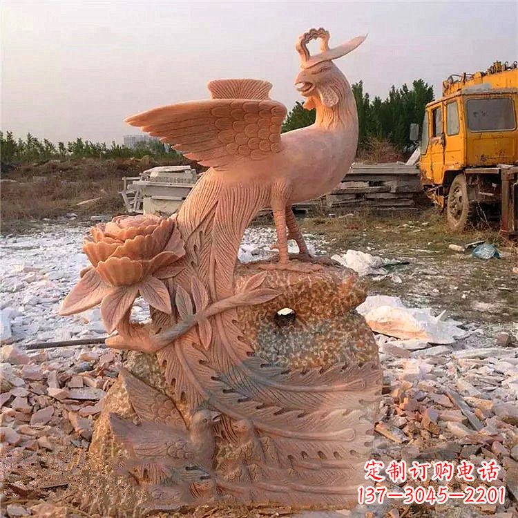 无锡中国古代传说中的瑞鸟凤凰牡丹石雕