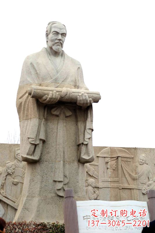 无锡中国历史名人北宋绘画大师清明上河图画家张择端汉白玉石雕像