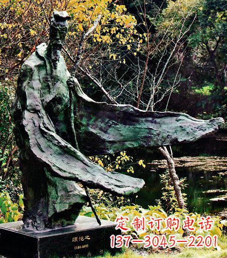 无锡中国历史名人东晋杰出画家诗人顾恺之铜雕像
