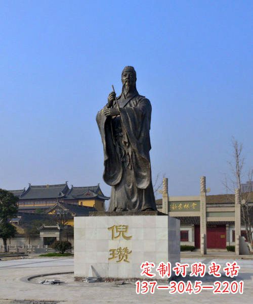 无锡中国历史名人元末明初画家诗人倪瓒铜雕塑像