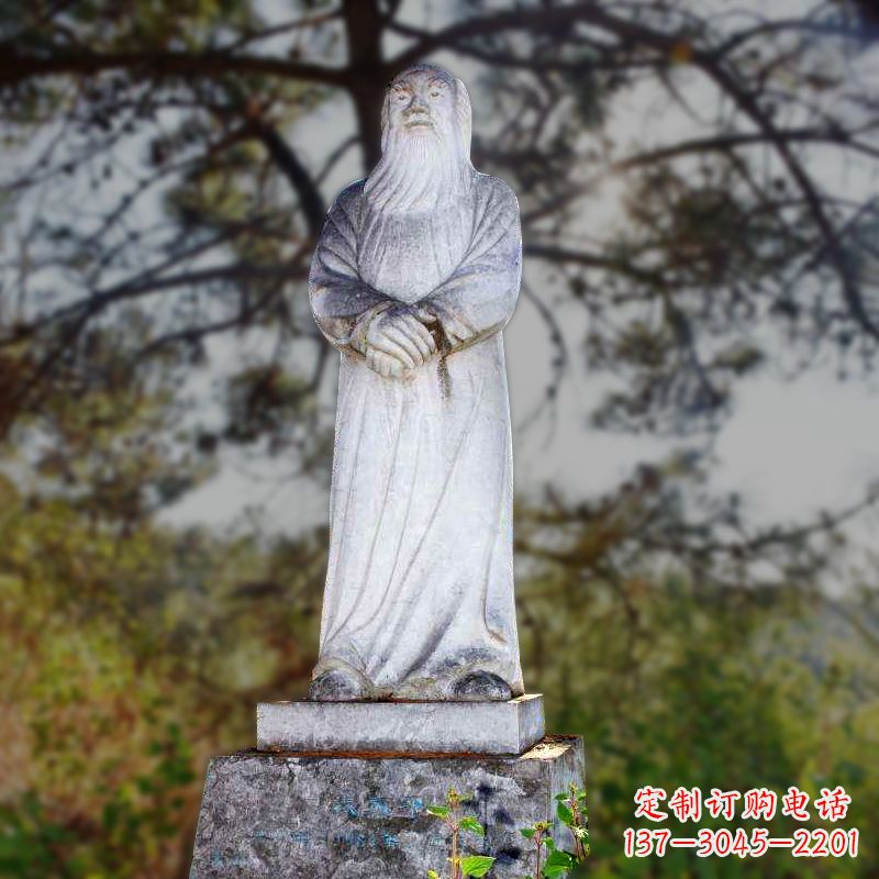 无锡中国泼墨画家、书法家张大千汉白玉石雕像