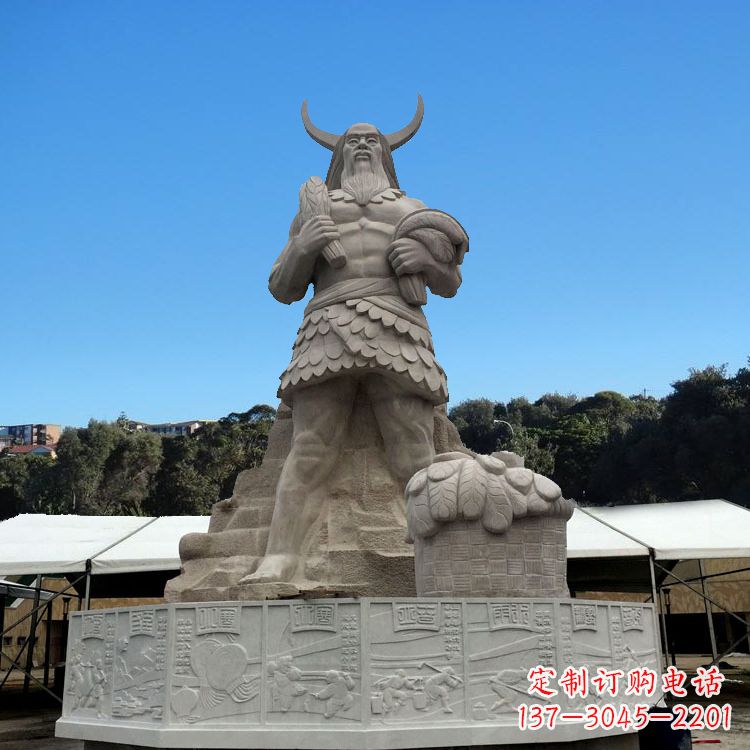无锡中国上古人物人文初祖汉白玉神农雕像