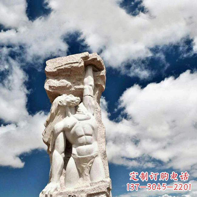 无锡中国神话中的创世神盘古石雕景观雕塑