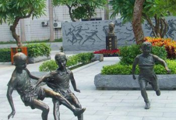 无锡小孩踢足球公园景观铜雕