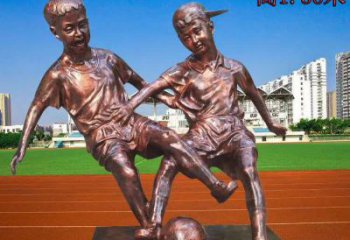 无锡学校铜雕踢足球儿童