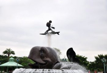 无锡鱼和小孩水景喷泉