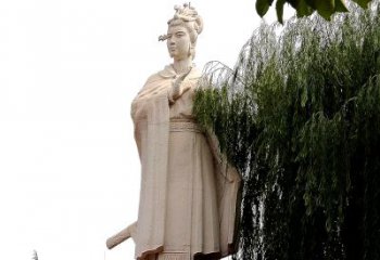 无锡虞姬砂岩石雕-景区园林古代人物著名美女雕像