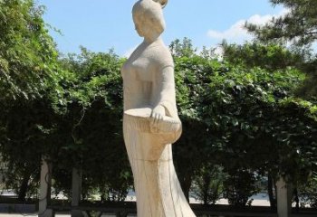 无锡园林历史人物著名美女秦罗敷砂岩石雕塑像