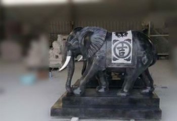 无锡中国黑石材大象雕塑