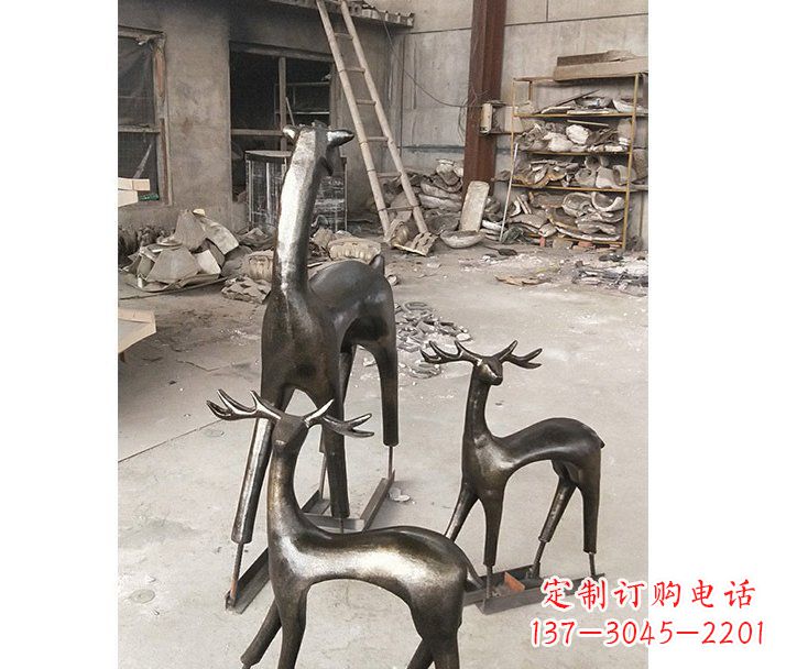 无锡铸铜梅花鹿动物铜雕摆件