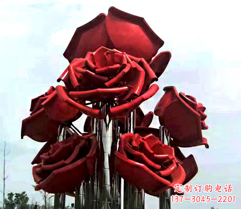 无锡大型不锈钢玫瑰花雕塑