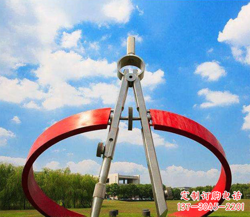 无锡大型不锈钢圆规雕塑