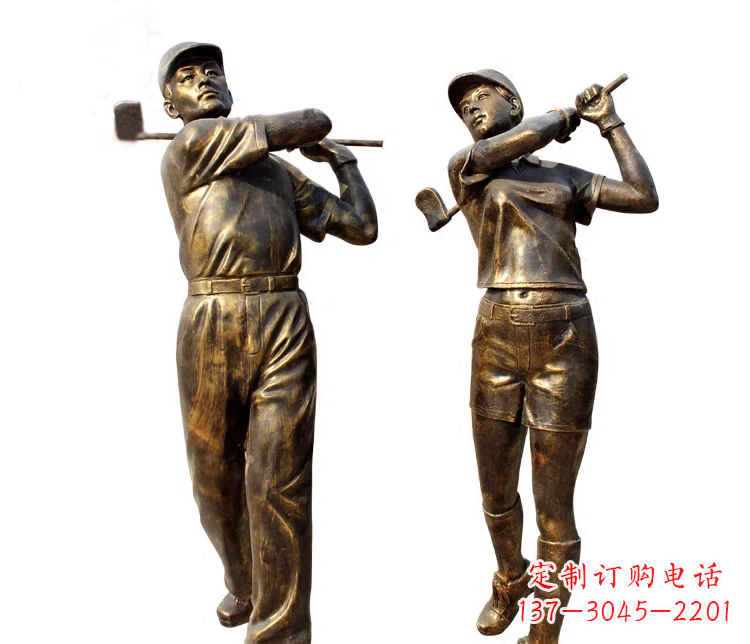 无锡公园打高尔夫人物铜雕