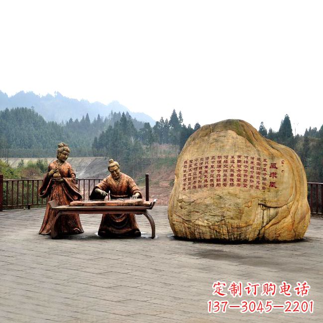 无锡卓文君与司马相如凤求凰公园景观雕塑-历史典故人物情景雕塑