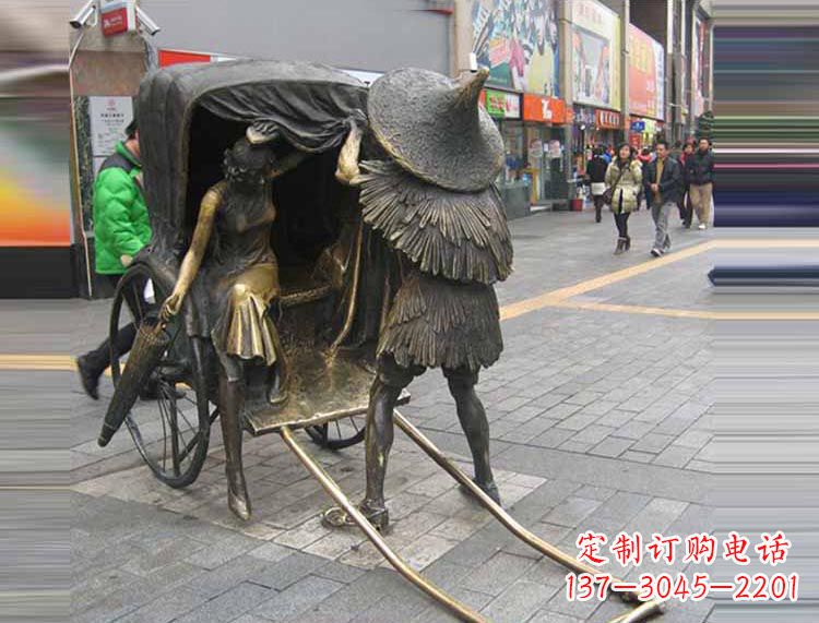无锡坐黄包车的女人铜雕 