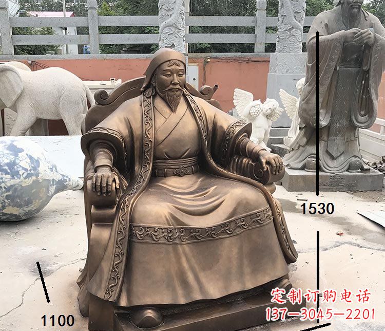 无锡坐式成吉思汗铜雕 (2)