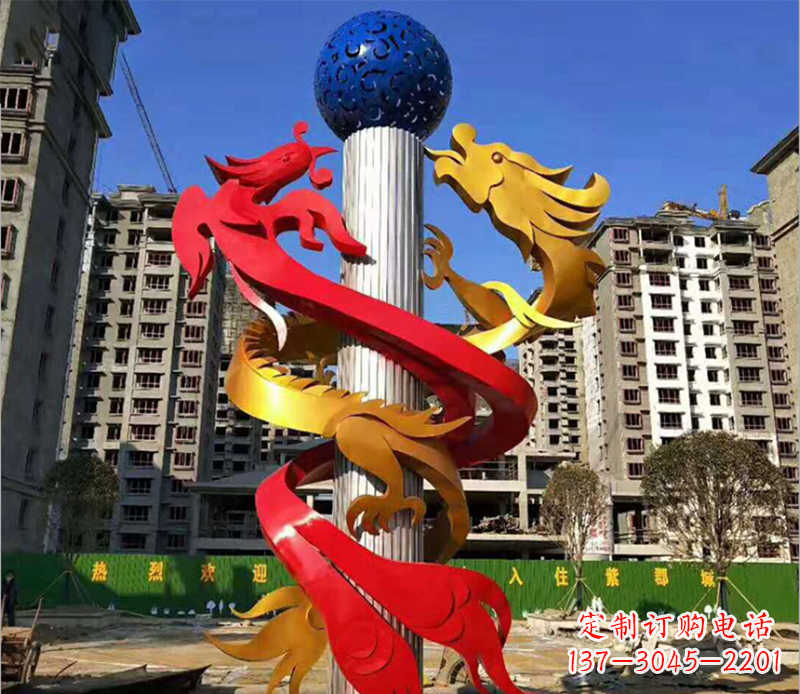 无锡小区龙柱景观不锈钢
