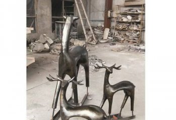 无锡铸铜梅花鹿动物铜雕摆件