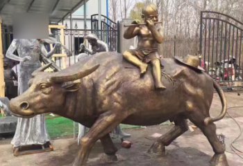 无锡吹笛子的牧童牛公园景观铜雕