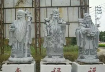 无锡宗教庙宇大理石福禄寿雕塑