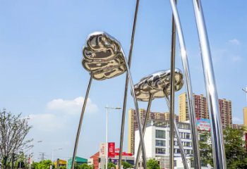 无锡荷叶雕塑-广场不锈钢抽象艺术荷叶雕塑